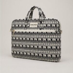 Black and White Elephant Pattern Laptop Bag